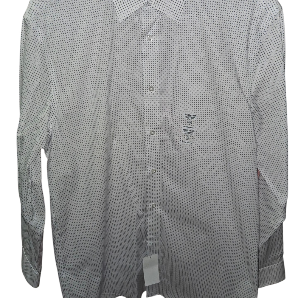 Calvin Klein White and Black Patterned Dress Shirt